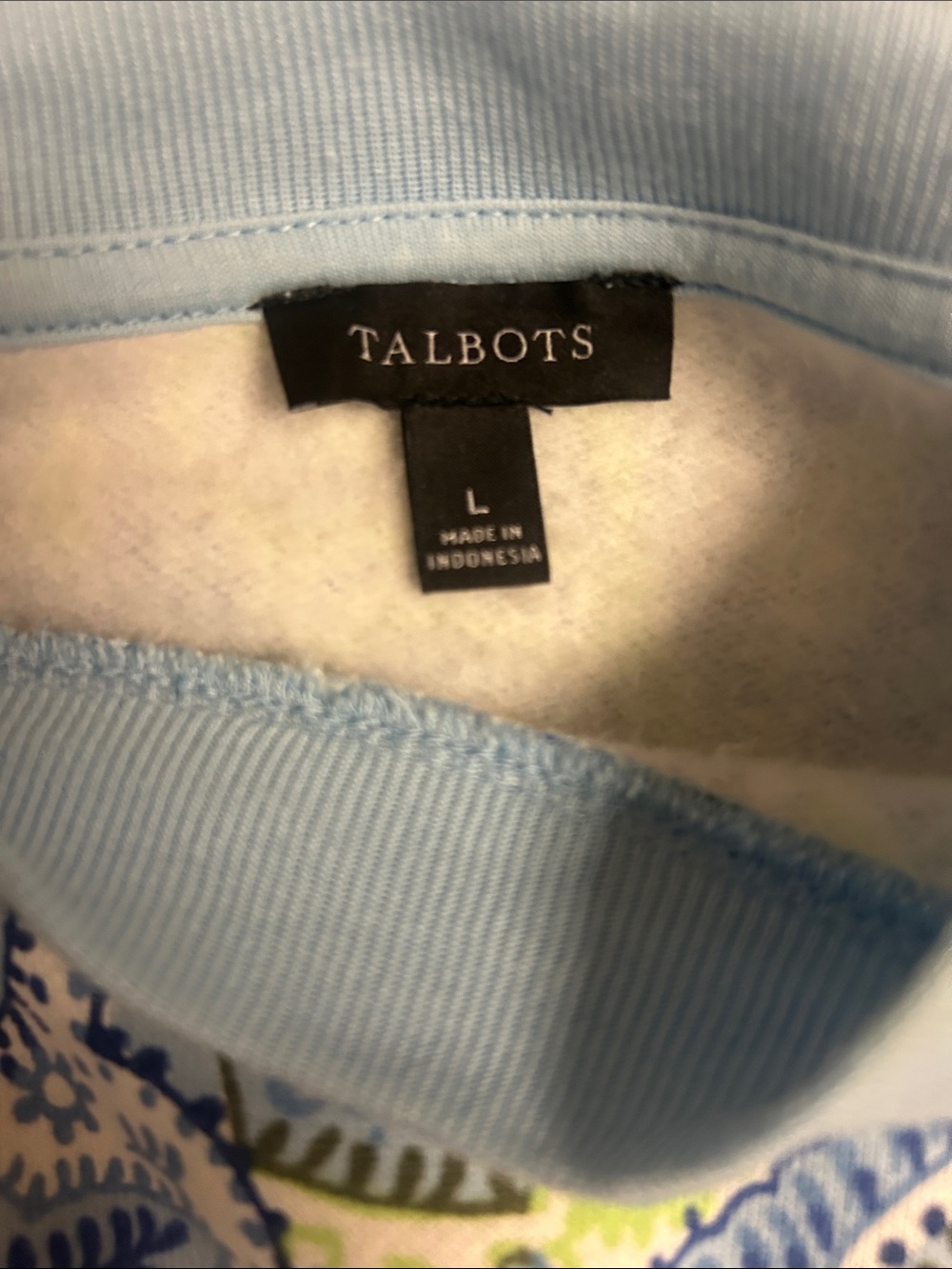 Talbots Blue Paisley Sweatshirt - Picture 3 of 3